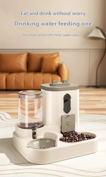 Automatic Dog Cat Feeder and Water Dispenser Gravity Food Feeder and Waterer Set with Pet Food Bowl Universal Pet Products