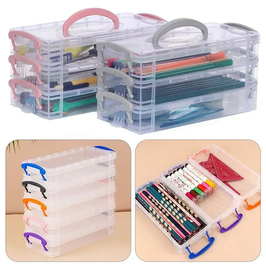 3/6-layer Paintbrush Box Watercolor Detachable Pen Storage Box Color Multi-function Stationery Organizer School Supplies Beauty World Shop