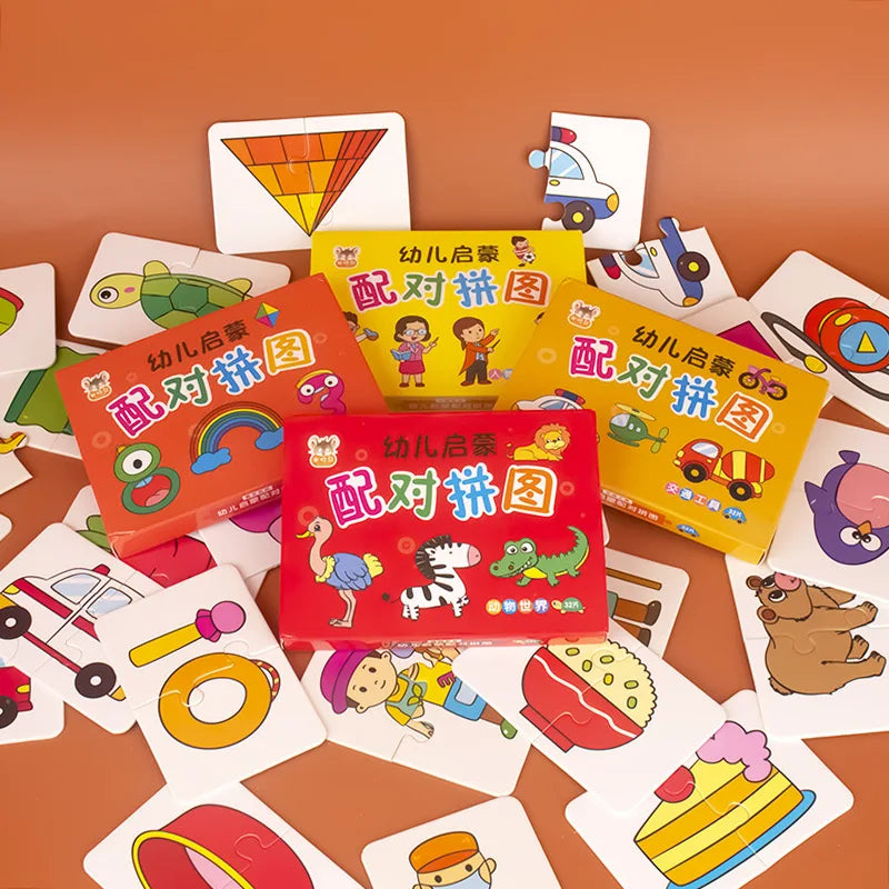 32 Pcs Enlightenment Card Matching Puzzle Early Education Cartoon Pattern Cognitive Boys and Girls Toys Beauty Fashion