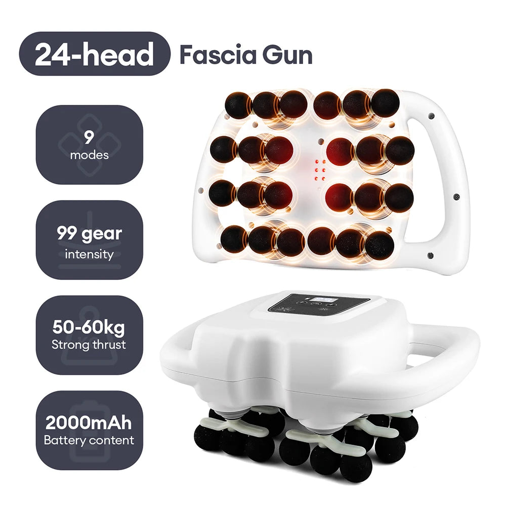 42-Heads Fascia Gun High-Frequency Vibration Body Massage Gun Back and Waist Massager Neck Shoulder Massager Muscle masajeador Beauty World Shop