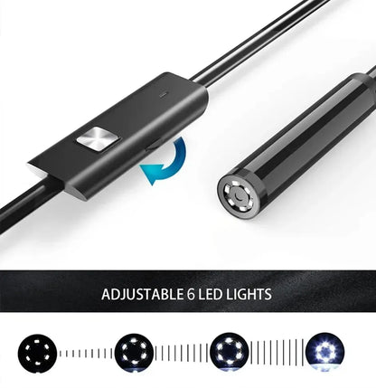 7.0MM TYPE-C Endoscope Camera IP67 Waterproof 6 LEDs Adjustable USB Android Flexible Inspection Borescope Cameras for Phone PC Beauty World Shop