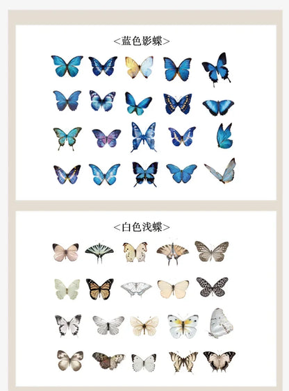 Journamm 40pcs/pack Butterfly Series Stickers Art Collage Junk Journal DIY Scrapbooking PET Waterproof Craft Aesthetics Stickers Beauty World Shop