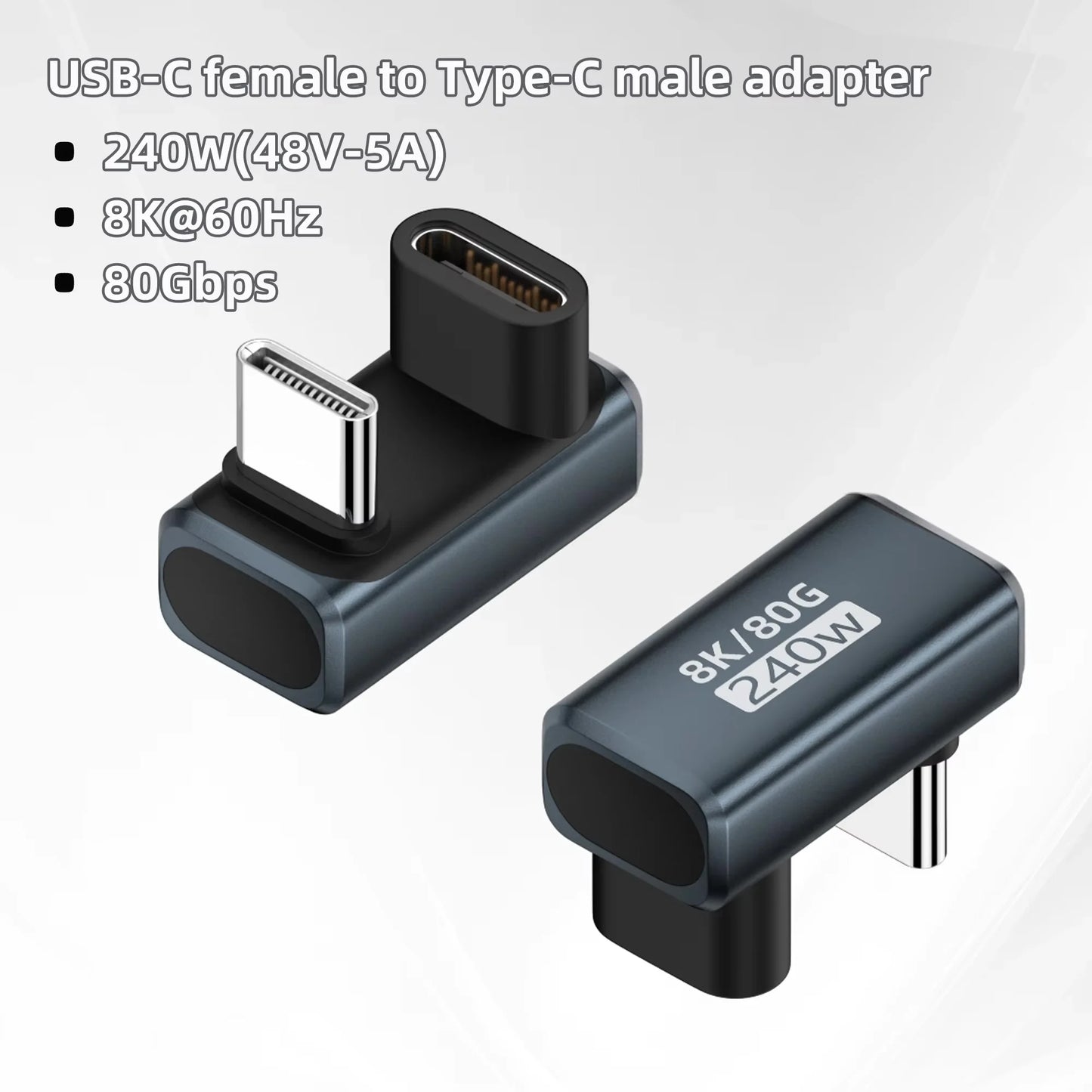 USB4.0 PD240W 8K60Hz Charger Connector for  80Gbps High Speed USB C OTG U-Shape Straight Angle dapter For Macbook iphnoe15/16