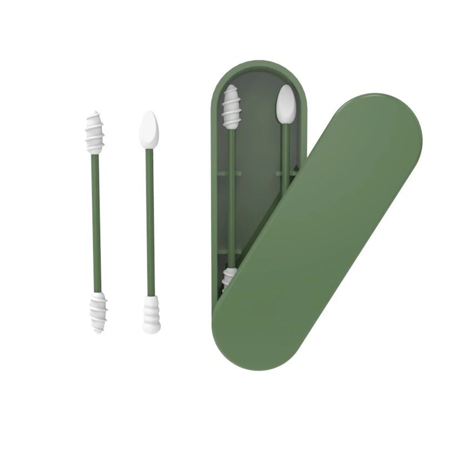 2Pcs Reusable Silicone Ear Swabs with Case Ear Cleaning Cosmetic Silicone Buds Swabs Sticks Double-headed For Cleaning Makeup Beauty Trend Shop