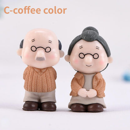Mini Couple Figures Grandma Grandpa Sweety Lovers Old Couple Ornament for Fairy Garden Figurines Miniature Home Decoration Beauty World Shop