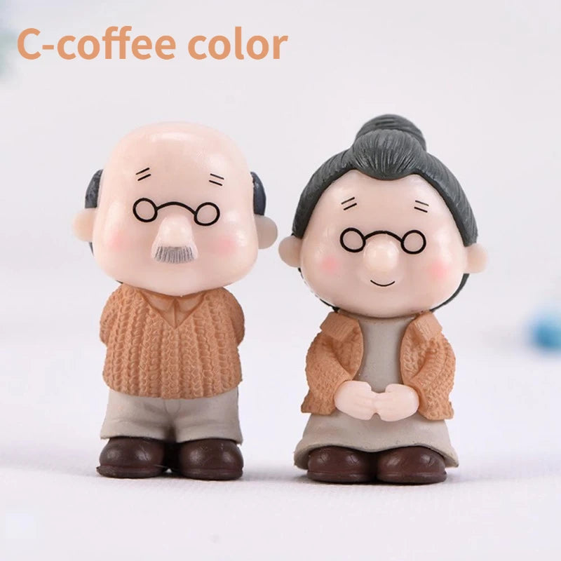 Mini Couple Figures Grandma Grandpa Sweety Lovers Old Couple Ornament for Fairy Garden Figurines Miniature Home Decoration Beauty World Shop