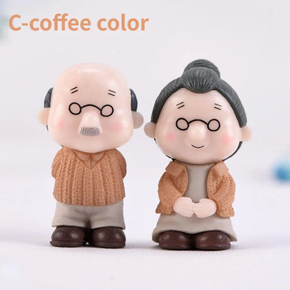 Mini Couple Figures Grandma Grandpa Sweety Lovers Old Couple Ornament for Fairy Garden Figurines Miniature Home Decoration Beauty World Shop