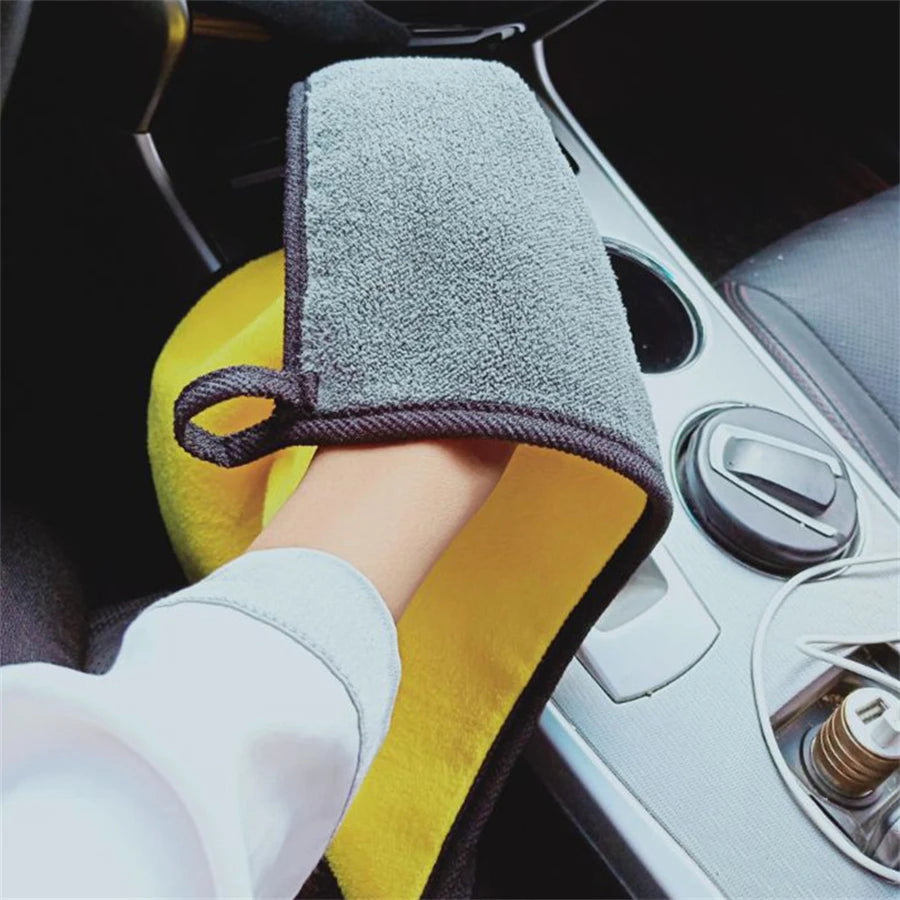 1/2/6pcs Microfiber Cleaning Towel Thicken Soft Drying Cloth Car Body Washing Towels Double Layer Clean Rags Car Accessories Beauty World Shop