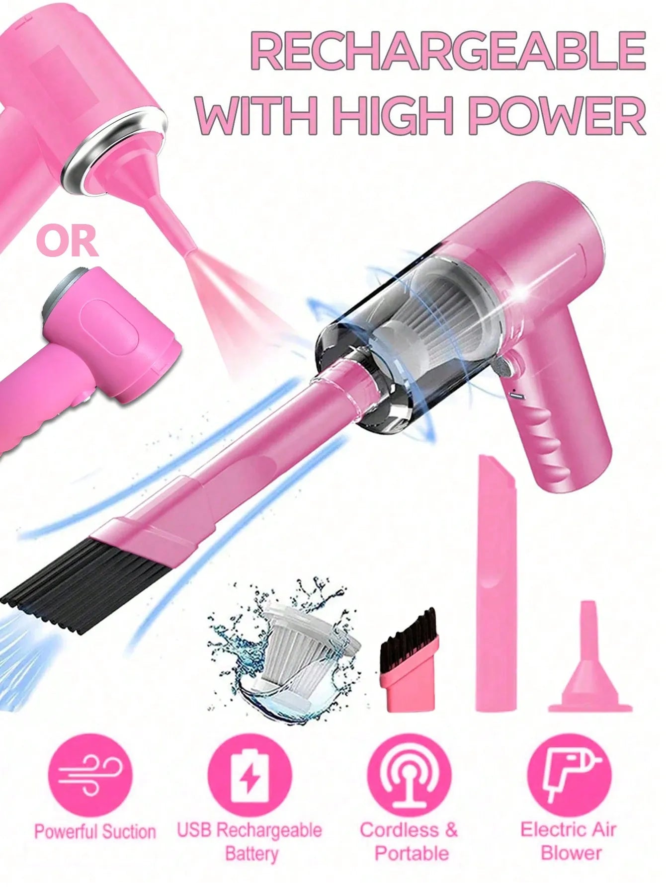 3 In 1 Integrated Suction And Blowing Vacuum Combination Vacuum Cleaner USB Charging Small Car Household Vacuum Cleaner Beauty World Shop