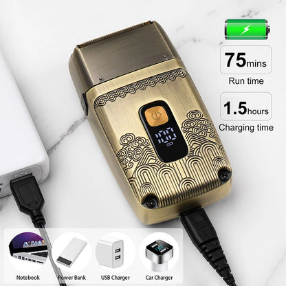 HATTEKER Shaver Professional Electric Razor Shaving Machine Waterproof Beard Trimmer Metal Razor Digital Display Shavers for Men