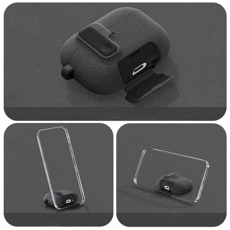 2025 Case For AirPods Pro 3 Magnetic Automatic Lock Cases Phone Stand Headphone Cover For AirPods Pro 3 Pro3 Fundas With Hook ﻿