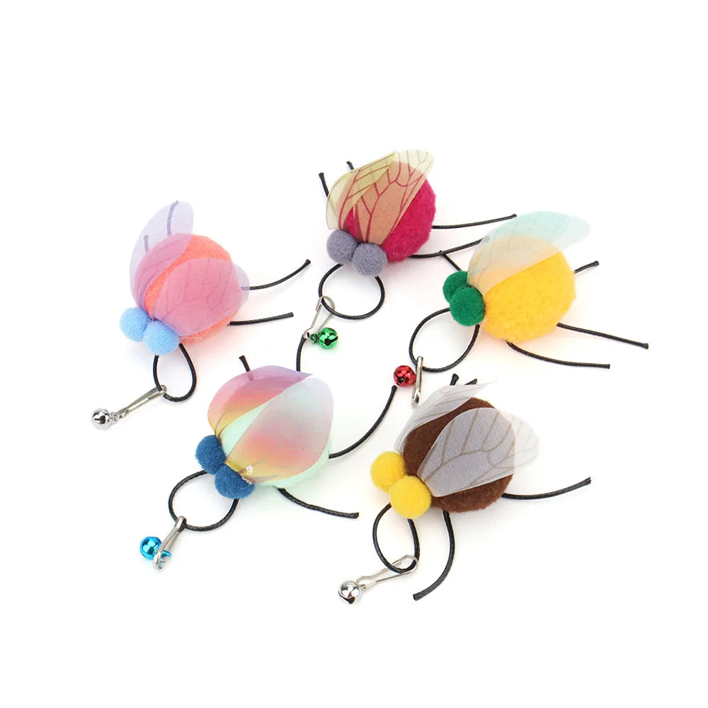 5pcs Small Replacement Head Fly Insect Cat Toy Accessories Funny Teaser Stick Interactive Wand Feather Bug Pet Toy Beauty World Shop