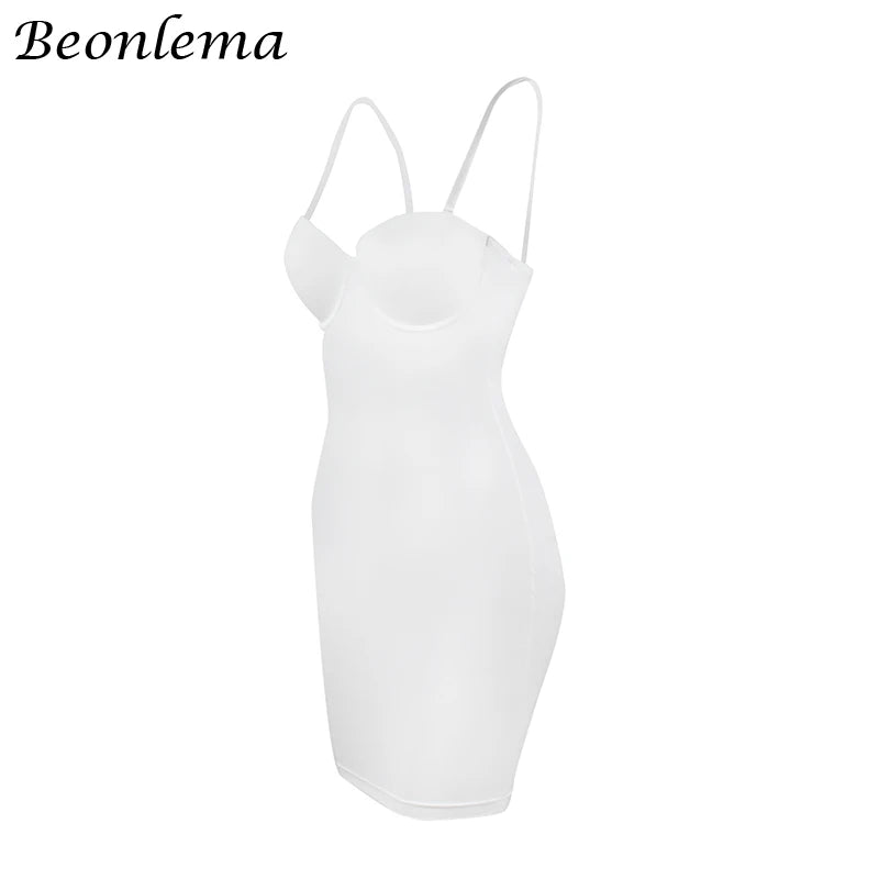 Short Bodycon Dress Backless Skinny Straps Solid Casual Sexy Sleeveless Summer High Waist Club Slim Mini Dresses Ladies Basic Beauty World Shop