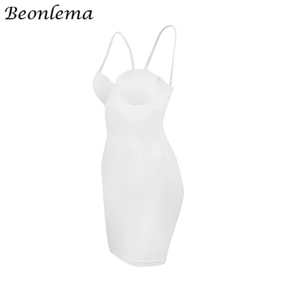 Short Bodycon Dress Backless Skinny Straps Solid Casual Sexy Sleeveless Summer High Waist Club Slim Mini Dresses Ladies Basic Beauty World Shop