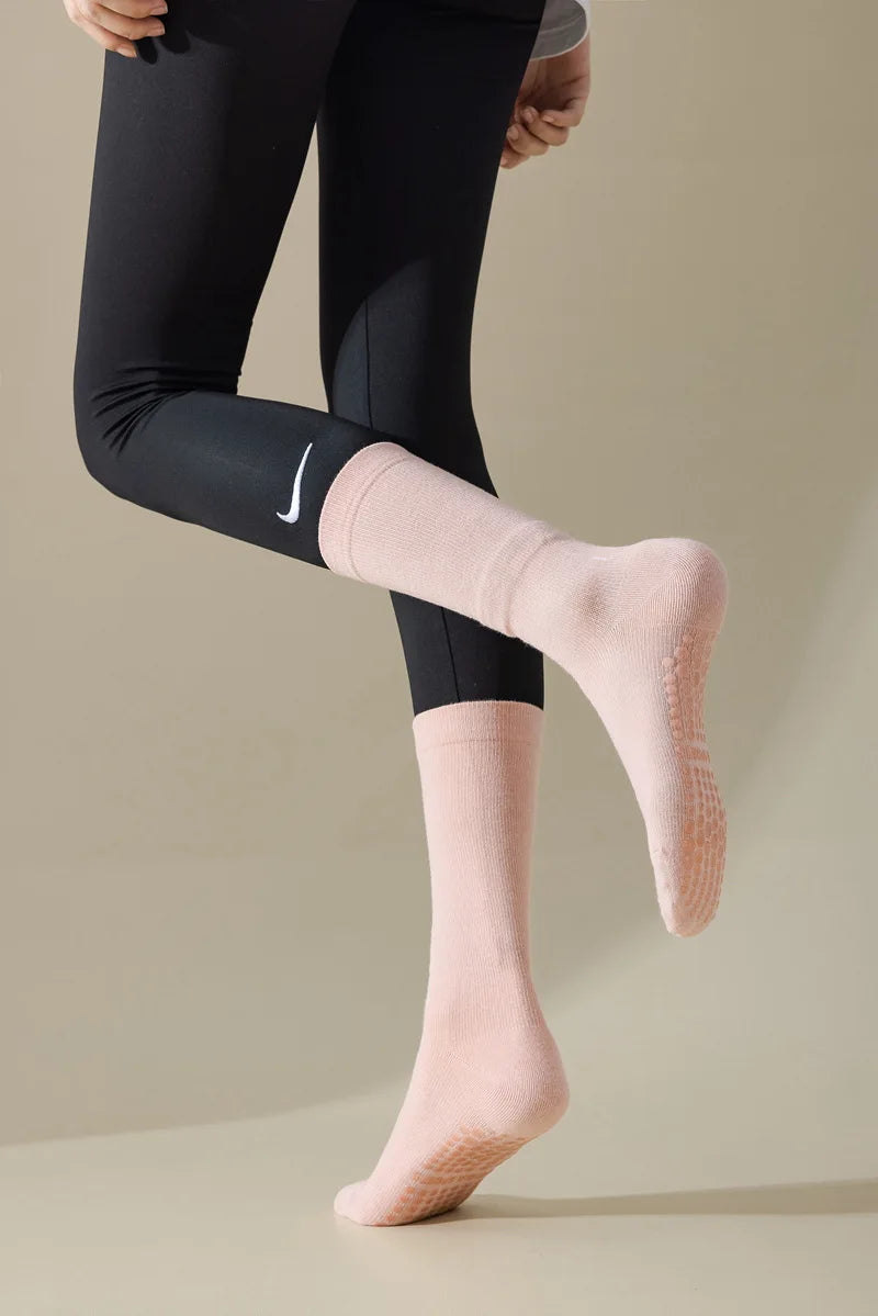Professional Yoga Socks Women Silicone Non-slip Solid Color Pilates Socks Cotton Breathable Floor Gym Fitness Dance Sports Socks Beauty World Shop