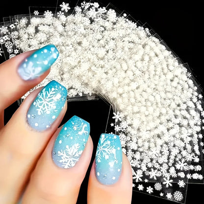 30pcs Sheets Christmas 3D Nail Art Stickers Decals Nail Art Supplies for Women And s - Self-Adhesive Cartoon Snowflake Snowman Beauty World Shop