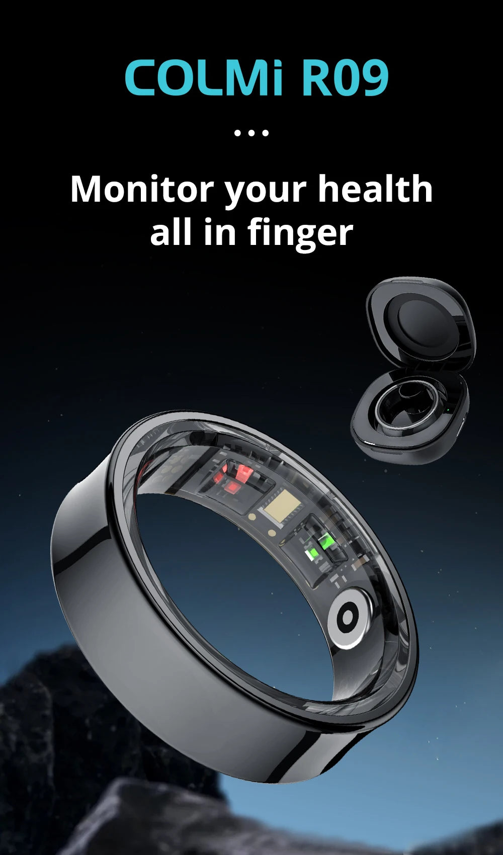 2024 COLMI R09 Smart Ring Men Women with Charging Case, Health and Sleep Monitor, Skin Temperature Monitor, 60 days battery life Beauty World Shop