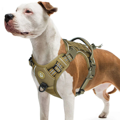 Tactical Dog Harness, No Pull Dog Harness, Adjustable Breathable MOLLE Dog Vest Harness for Medium Large Dog Reflective Military Beauty World Shop
