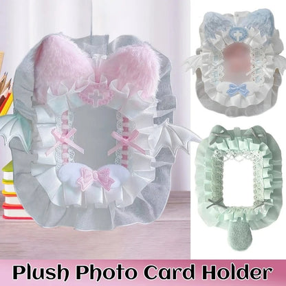 Diy Plush Lace Poker Card Holder Kpop Photocard Case Ribbon Bow Lolita Sweet Toploader Anime Itabag Ornament Id Card Display Beauty World Shop