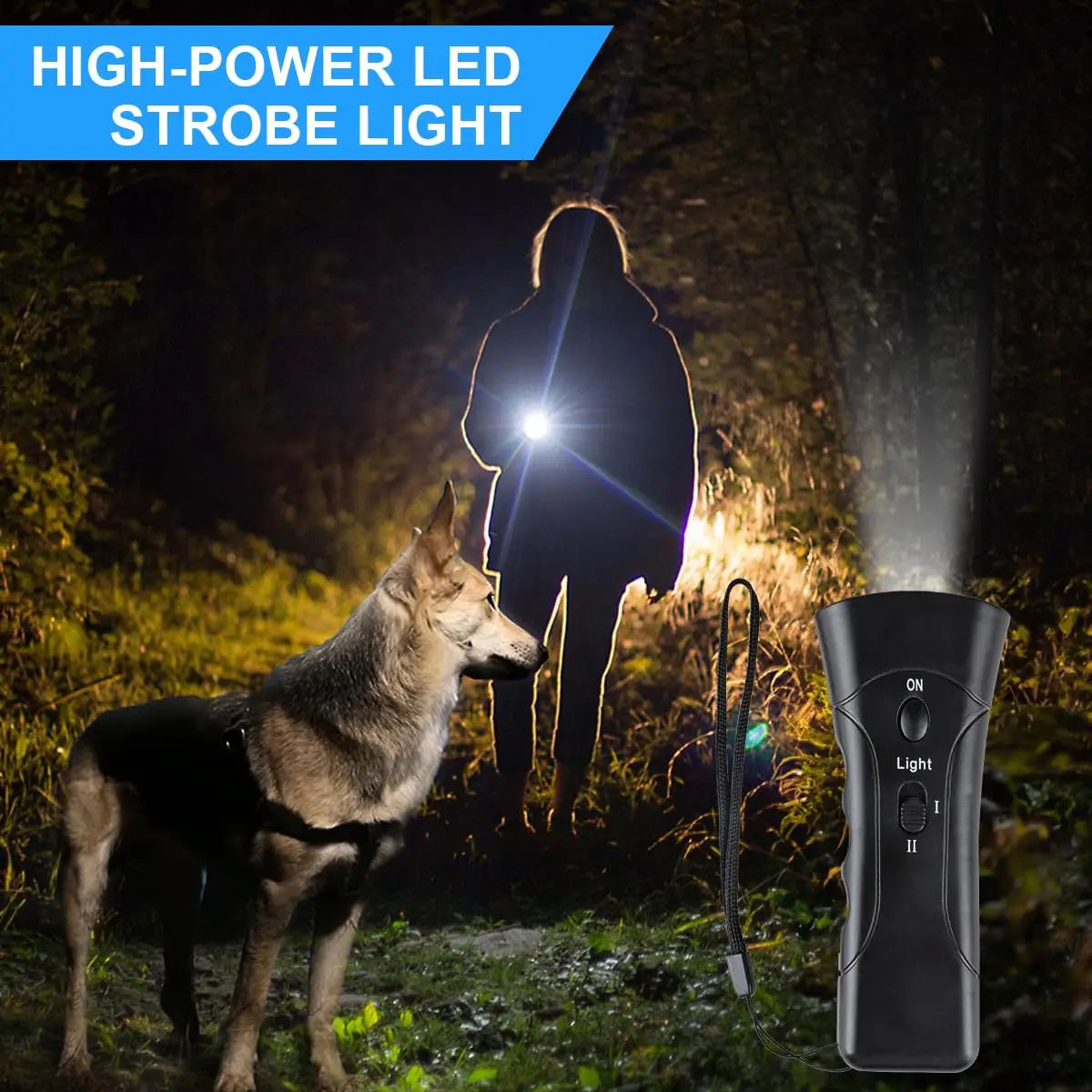 Ultrasonic Dog Barking Deterrent Trainer with LED Light Stop Bark Control Device for Pets Training