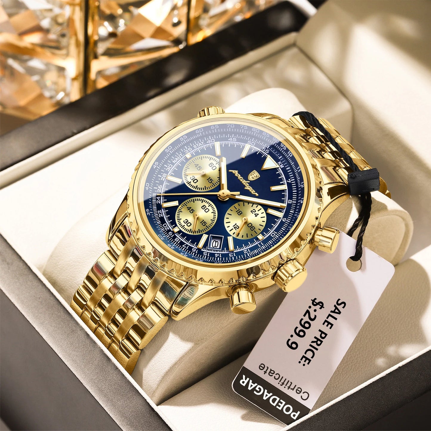 POEDAGAR Luxury Watches For Men Date Chronograph Stainless Steel Man Watch Waterproof Luminous Sport Military Men's Quartz Watch Beauty World Shop