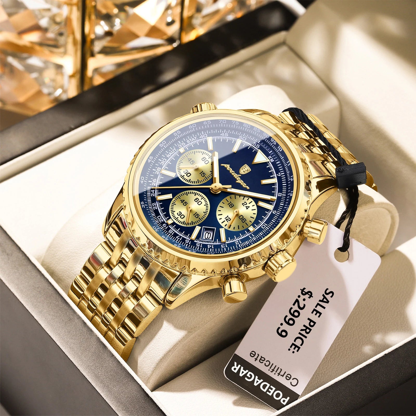 POEDAGAR Luxury Watches For Men Date Chronograph Stainless Steel Man Watch Waterproof Luminous Sport Military Men's Quartz Watch Beauty World Shop