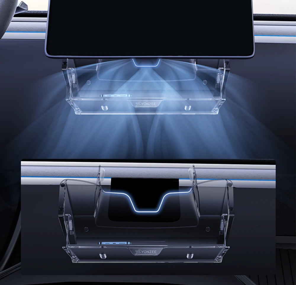 YZ For New Tesla Highland Model 3 Y Juniper Tray Magnetic Under Screen Fold Storage Box ETC Screen Storage Box Accessories Beauty World Shop