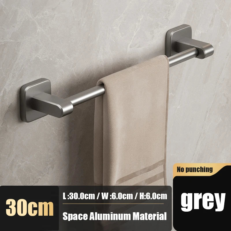 Self-adhesive Home Bathroom Towel Rack Holder Without Drilling Wall Mount Towel Shelf Kitchen Bathroom Accessories Towel Hanger Beauty World Shop