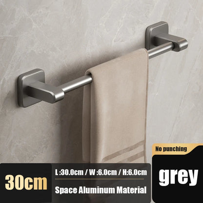 Self-adhesive Home Bathroom Towel Rack Holder Without Drilling Wall Mount Towel Shelf Kitchen Bathroom Accessories Towel Hanger Beauty World Shop