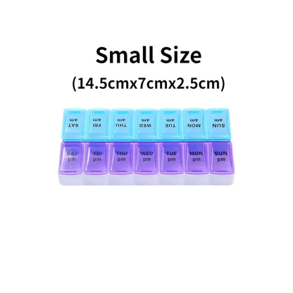 JUSTLANG Weekly 14 Grids 7 Days Pill Box Portable Travel  Cases Organizer Pill Container Storage Tablets Vitamin Medicine Beauty World Shop