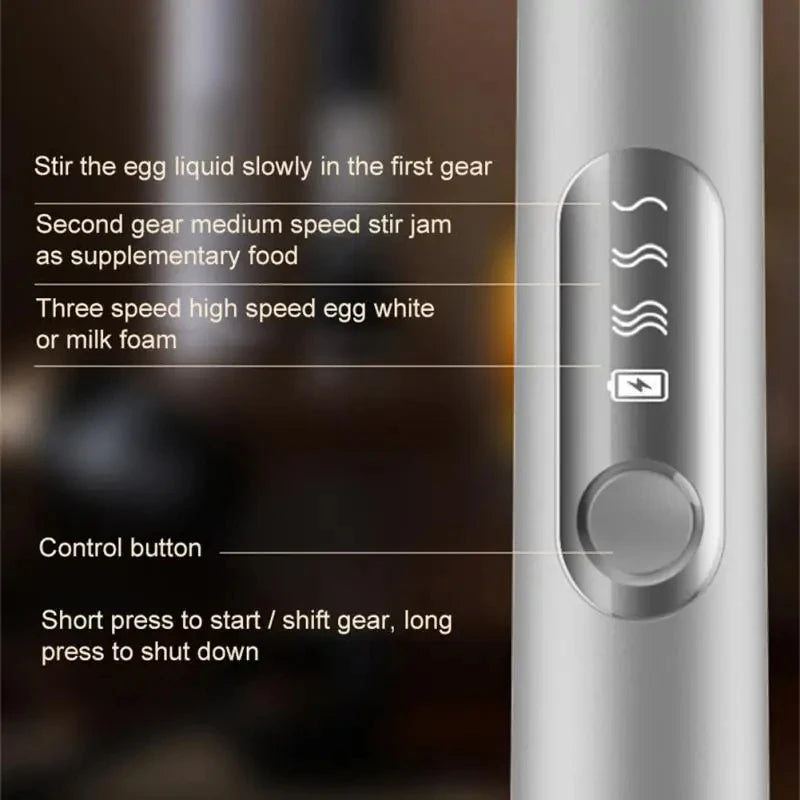 Handheld Double Stick Wireless Whisk Custard Foamer Mini Portable Blender Coffee Milk Three Speed Control Egg White Whipped USB Beauty World Shop