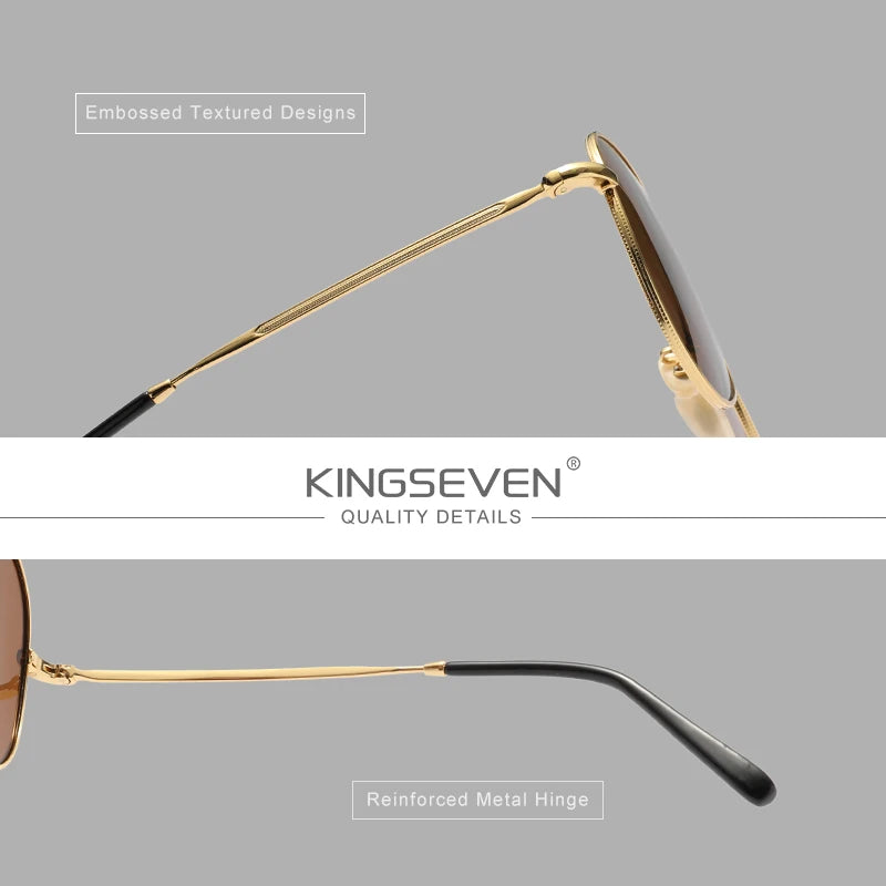 KINGSEVEN Pilot Alloy Sunglasses Polarization UV400 Anti-reflection Full Frame Parsnip Glasses Women Retro Luxury Eyewear Beauty World Shop