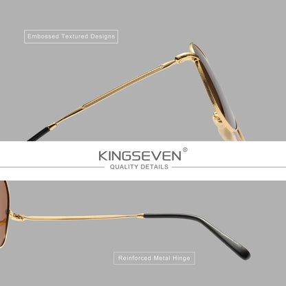 KINGSEVEN Pilot Alloy Sunglasses Polarization UV400 Anti-reflection Full Frame Parsnip Glasses Women Retro Luxury Eyewear Beauty World Shop