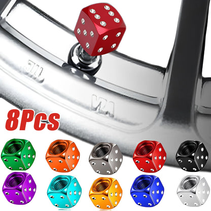 Aluminum Dice Tire Valve Caps Dustproof Car Truck Motocycle Bike Dice Wheel Stem Tyre Tire Wheel Stem Air Valve Dust Cap Cover Beauty World Shop