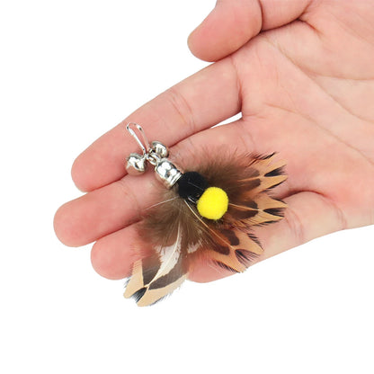 5pcs Small Replacement Head Fly Insect Cat Toy Accessories Funny Teaser Stick Interactive Wand Feather Bug Pet Toy Beauty World Shop