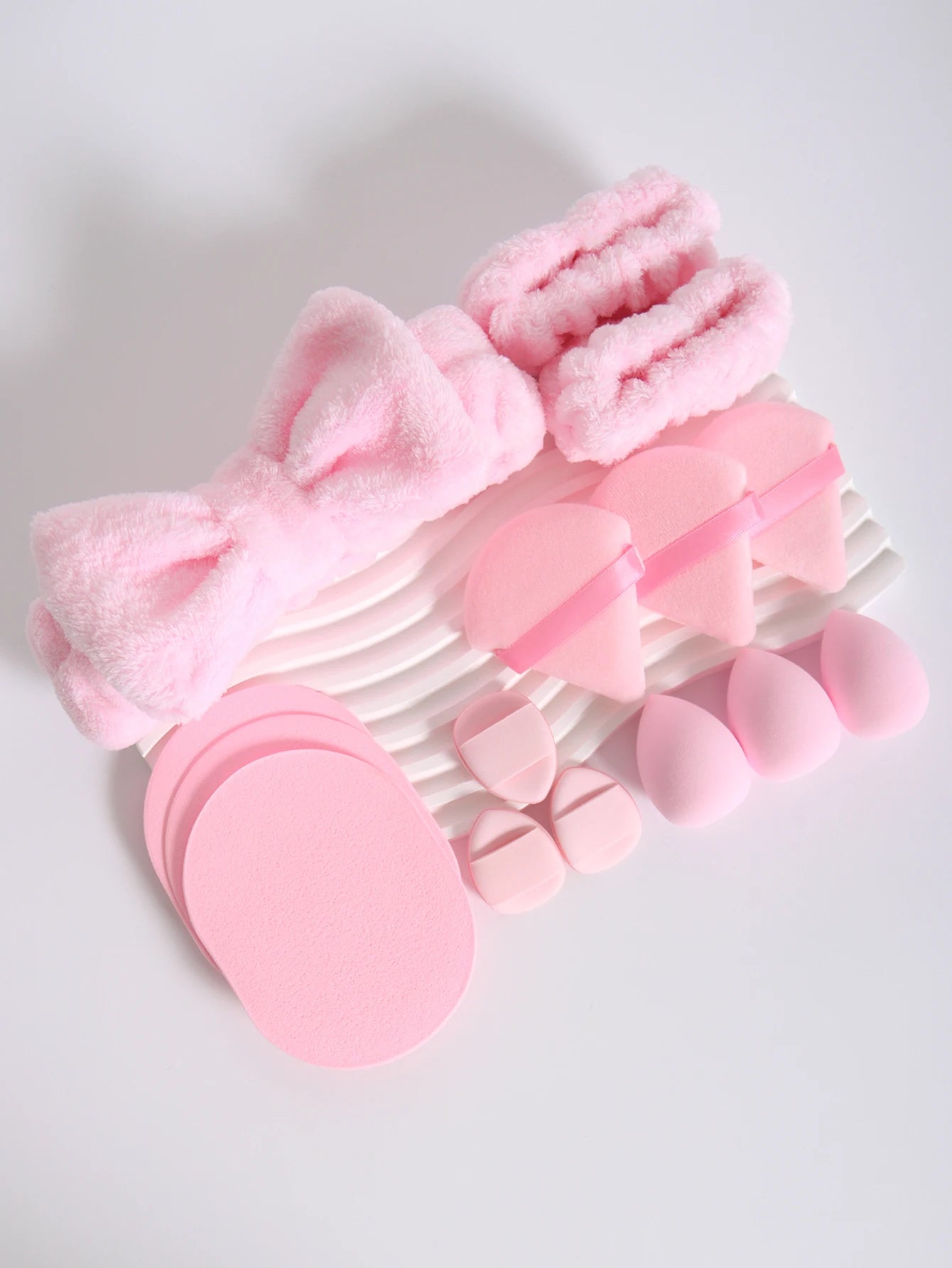 15Pcs Multi-Colored Fluffy Headband and Makeup Sponge Set-Sweet Style, Perfect Beauty Assistant Beauty World Shop