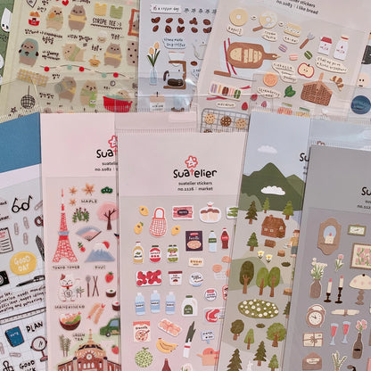 Korean Import Original Suatelier Collection Kawaii Daily Stickers Scrapbooking Diy Journal Stationery Sticker Deco Art Supplies Beauty World Shop