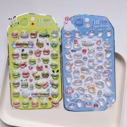NEKONI Cute Animals Seal Bear Penguin 3D Stickers Scrapbooking DIY Journaling Stationery Diary Cute Stickers School Supply Beauty World Shop