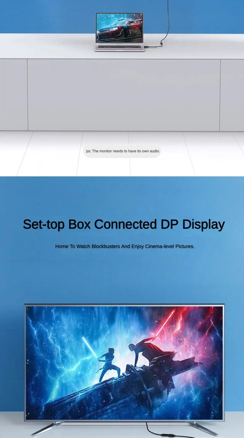 HDMI-Compatible To DisplayPort Cable 4K@60Hz 2K@120Hz HDMI-Compatible Source To DP Display Monitor Cable for PC Laptop PS5 Xbox Beauty World Shop
