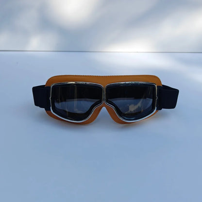 Motorcycle Glasses Windproof Motorcycle Helmet Glasses Sunglasses Retro Universal Folding Leather Retro Motorcycle Accessories Beauty World Shop