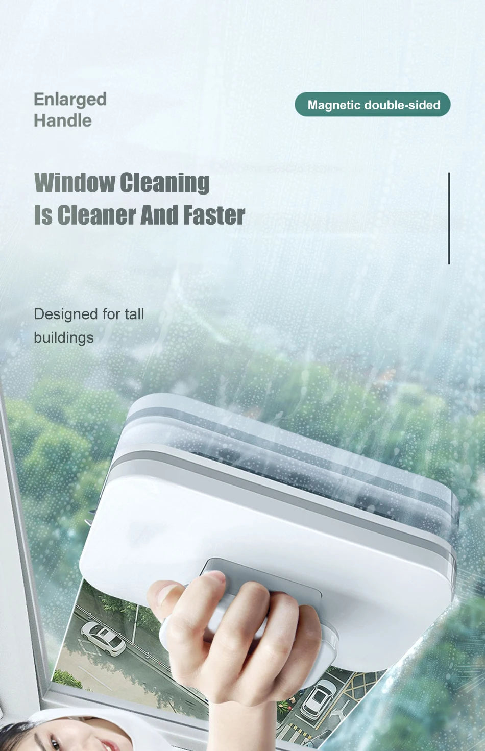 NEW Magnetic Window Cleaner Double-sided Window Cleaning Brush Glass Wiper Cleaning Tools Outside Window Cleaner For High Rise Beauty World Shop