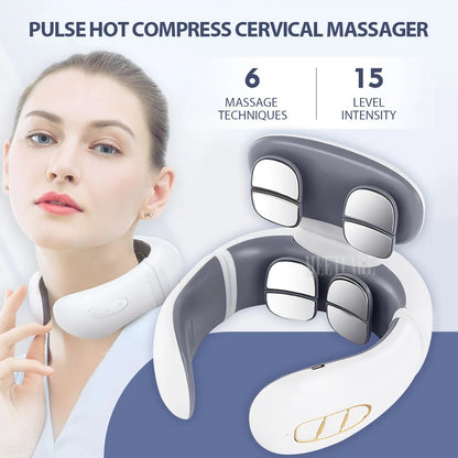 TENS Pulse Back Neck Massage Wireless Smart Sholder Cervical Massager Heating Muscle Punch Beating Health Care Tool
