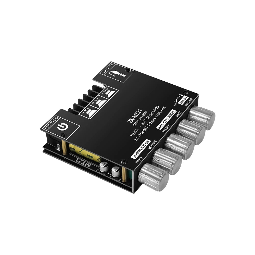 ZK-MT21 Sound Amplifier Module 2x50W+100W 2.1 Channel Subwoofer Bluetooth 5.0 Digital Power Amplifier Board AUX 12V/24V Stereo Beauty World Shop
