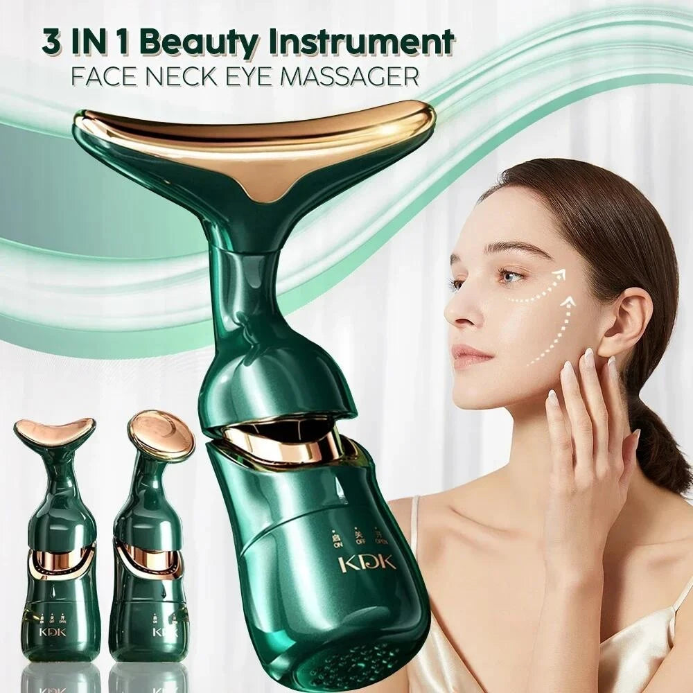 3 In 1 Facial Lifting Device Neck Facial Eye Massage Face Slimmer EMS Beauty Skin Tightening Wrinkle Anti Aging Face Massager Beauty World Shop
