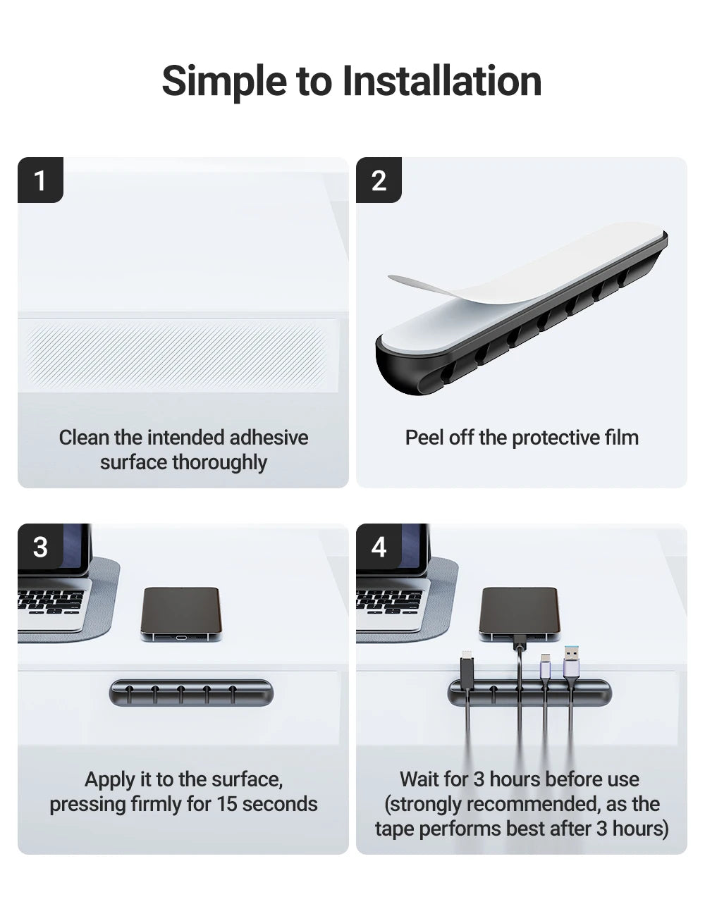 Adhesive Cable Holder Clips Cord Management Wire Organizer for Desktop USB Charging Cable Nightstand Power Cord Mouse Cable Beauty World Shop
