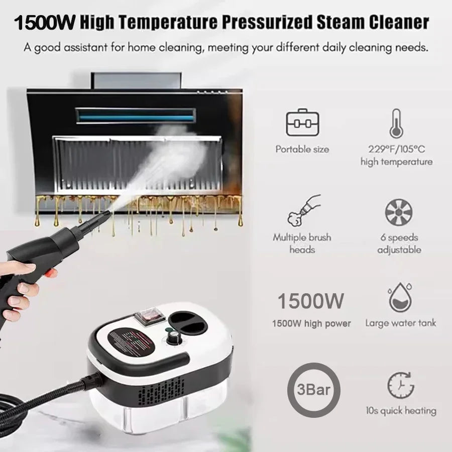 Portable Handheld Steam Cleaner High Temperature Pressurized Steam Cleaning Machine With Brush Heads For Kitchen Car Beauty World Shop