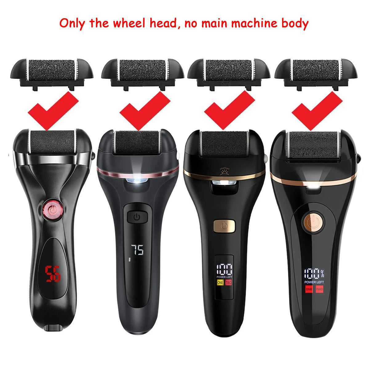Black Foot Care Tool Heads, Hard Skin Remover, Refill Rollers for Cracked Heels Calluses and Dead Skin Removal, 6 Pcs Beauty World Shop