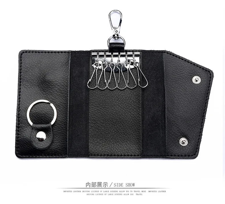 New Genuine Leather Keychain Men Key holder key organizer Pouch Car Key pouch Wallet Housekeeper Key Case Mini Card Bag Beauty World Shop