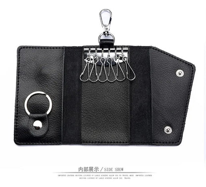 New Genuine Leather Keychain Men Key holder key organizer Pouch Car Key pouch Wallet Housekeeper Key Case Mini Card Bag Beauty World Shop
