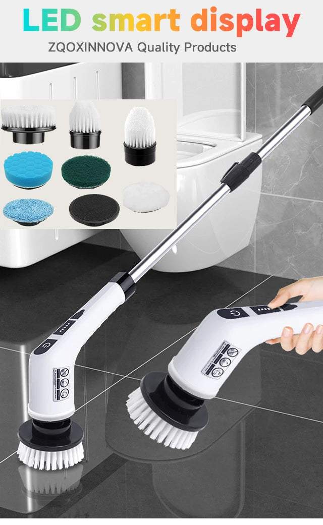 Household Cordless Multipurpose Spin Scrubber Kitchen Gadgets Hair Brushes Bathroom Broom Toilet Mops Electric Cleaning Brush